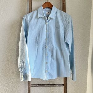 Vineyard Vines Blue Striped Classic Women’s Oxford Burton Down sz: 8